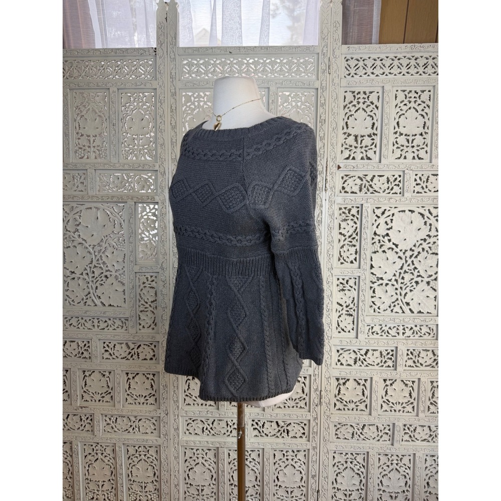 Vtg Calvin Klein Gray Babydoll Sweater Sz M Chunky Fisherman Y2K Capsule‎ - Picture 7 of 8